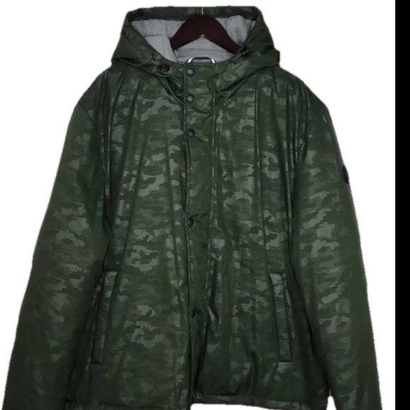 NWT Cole Haan Signature Hooded Camo Puffer Jacket Green XXL - Picture 6 of 8